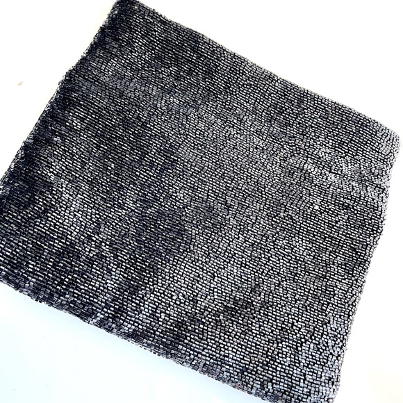 Club Monaco Handbags - Club Monaco Black Tube Glass Bead Zipper Bag